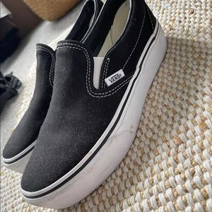 Womens Black Platform Vans size 7. Worn 3 times, at most!